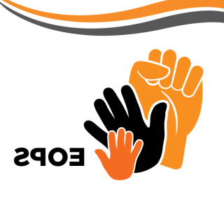 Graphic of a Fist and Two Waving Hands with text that reads EOPS